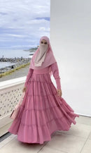 Grab this two piece ruffled abaya set available in all sizes!