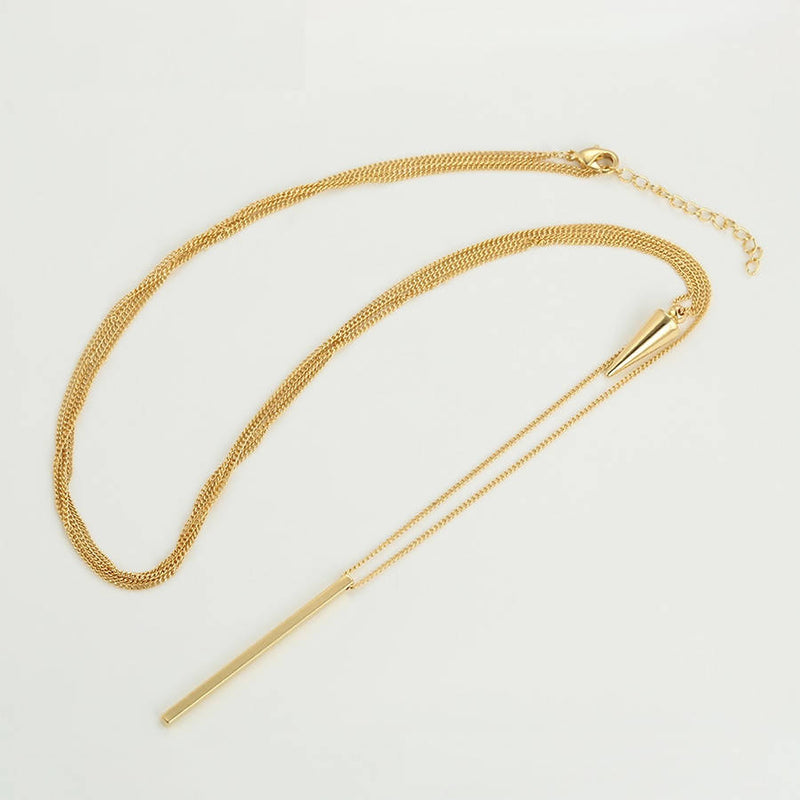 Gold Glorious Bar & Spike Necklace