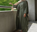 Olive 3 Piece Linen Abaya