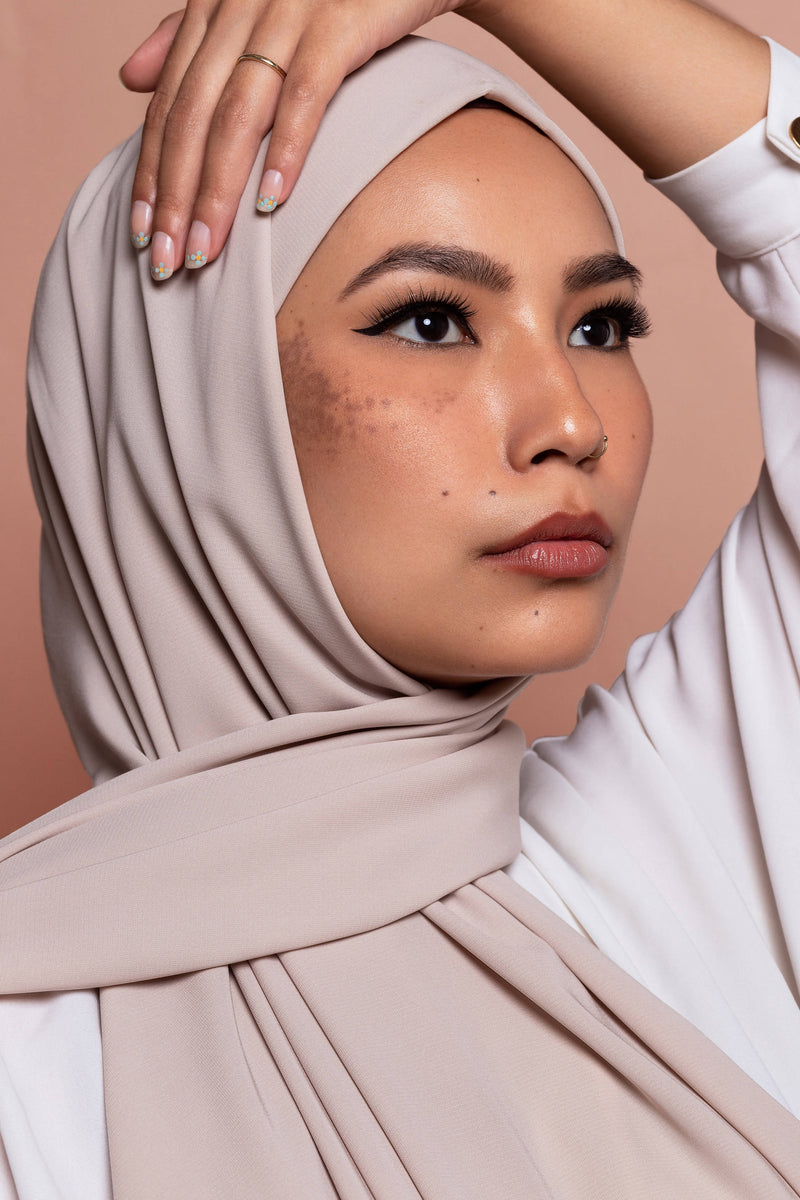 Premium Medina Silk Hijab University Beige light neutral 