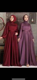 Exclusive modest gown crafted in premium Satin Nida for quality & durability.I