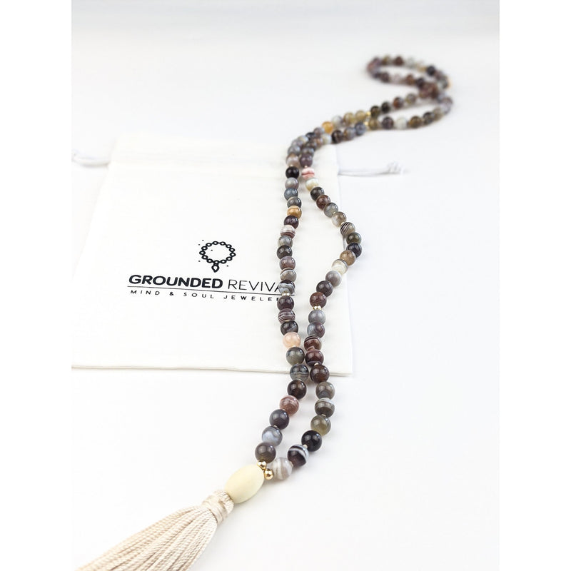 Botswana Agate Tassel Tasbih | Women's Islamic Prayer Beads | 99 Beads