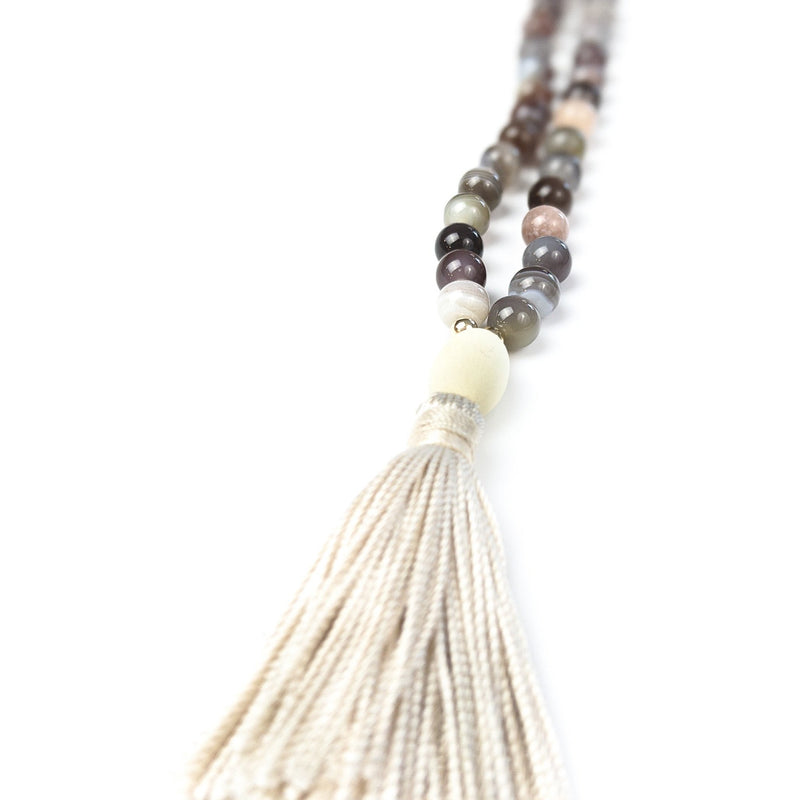 Botswana Agate Tassel Tasbih | Women's Islamic Prayer Beads, 99 Beads