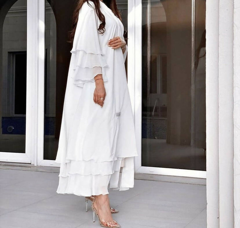 IVORY WHITE 3 LAYERED ABAYA IVORY WHITE 3 LAYERED ABAYA