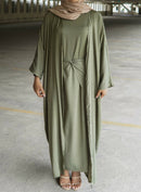 Olive 3 Piece Linen Abaya