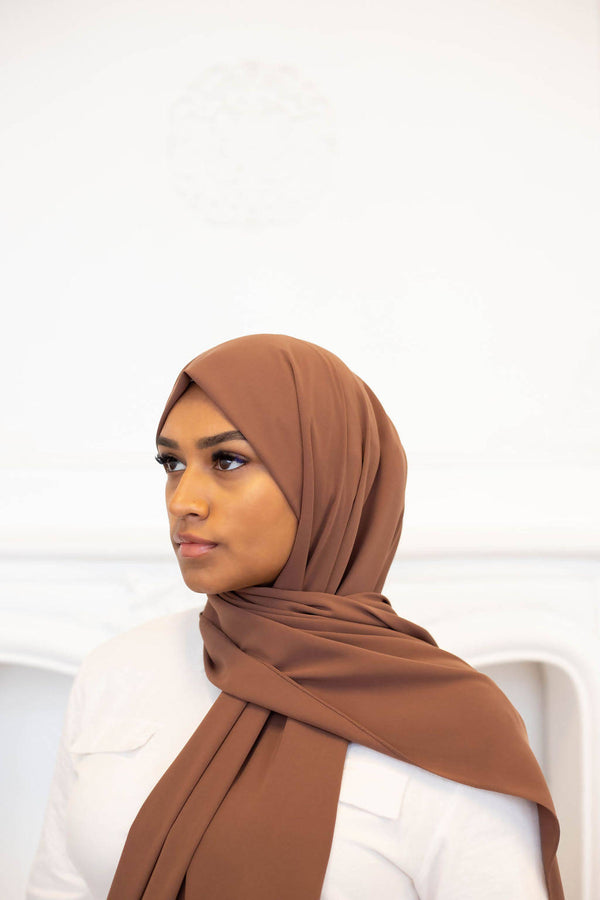 Medina Silk Hijab Taupe Brown wrinkle-free