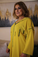 Woman handmade Yellow Jalabiya preciosa stones 