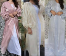 Abaya ouverte à volants et à manches bouffantes