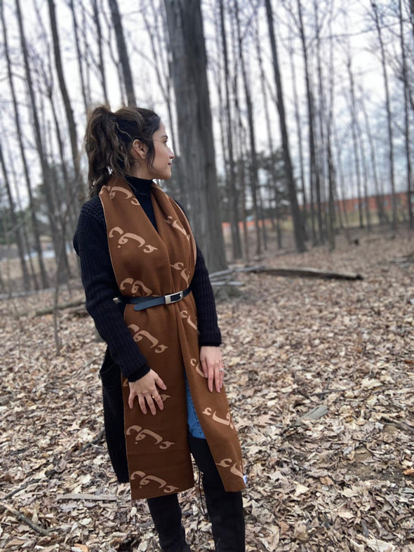 Woman light dark brown double sided Arabic scarf