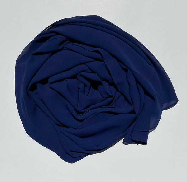 Elegant Chiffon Hijab-Dark Blue
