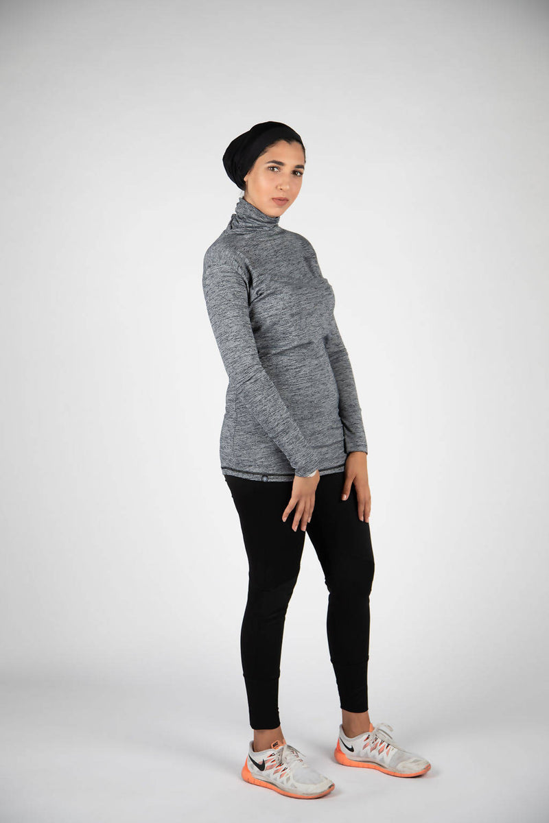 women's grey Amara Turtleneck workout outfit