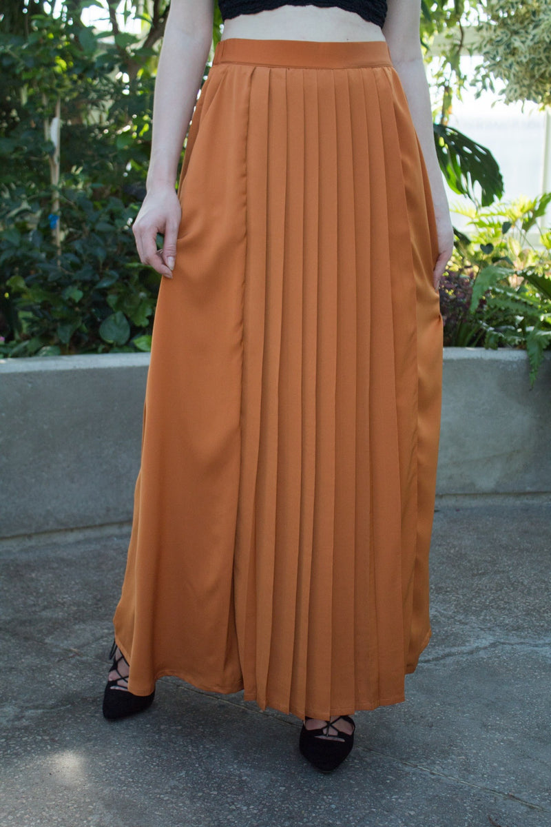 Front Pleated Maxi Skirt