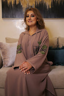 Woman Brown Jalabiya preciosa stones green handmade