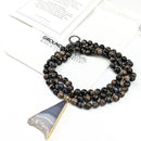 Glaucophane & Agate Tasbih | Women's Islamic Prayer Beads, 99 Beads