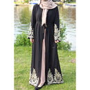 Embroidered Gold Lace Open Abaya