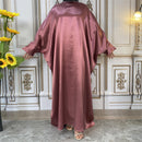 Butterfly Sleeve Satin Abaya Dress