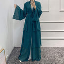 Ajman 3 Layers Chiffon Solid Open Abaya