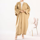 Linen Balloon Sleeve Open Abaya Cardigan