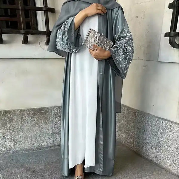 Jameelah Satin Beaded Open Abaya
