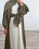 Sharjah Puff Sleeve Satin Open Abaya