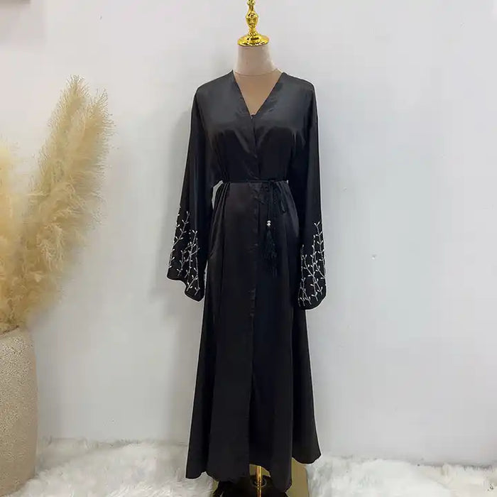 Jameelah Satin Beaded Open Abaya