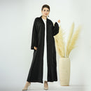 Satin Clasp Front Open Abaya with Side Pockets