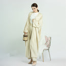 Linen Balloon Sleeve Open Abaya Cardigan