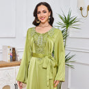 Sahra Satin Floral Bead and Pearl Dress