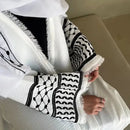 Palestinian Keffiyah Embroidered Open Abaya Cardigan