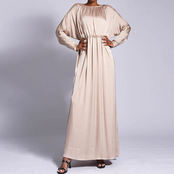 Dahlia Waist Ruched Satin Maxi Dress Dahlia Waist Ruched Satin Maxi Dress