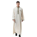 Mens Classic Black Embroidered Emirati Thobe Jubbah