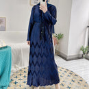 Class, elegance, and chic interest with this pleated wrinkle maxi dress with diamond design.