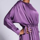 Dahlia Waist Ruched Satin Maxi Dress