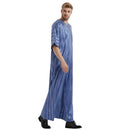 Mens Luxury Striped Satin Embroidered Emirati Thobe
