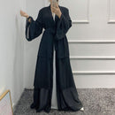 Ajman 3 Layers Chiffon Solid Open Abaya
