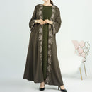 Embroidered Floral Open Front Abaya