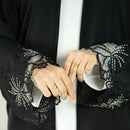 Sparkly Floral Zipper Front Abaya