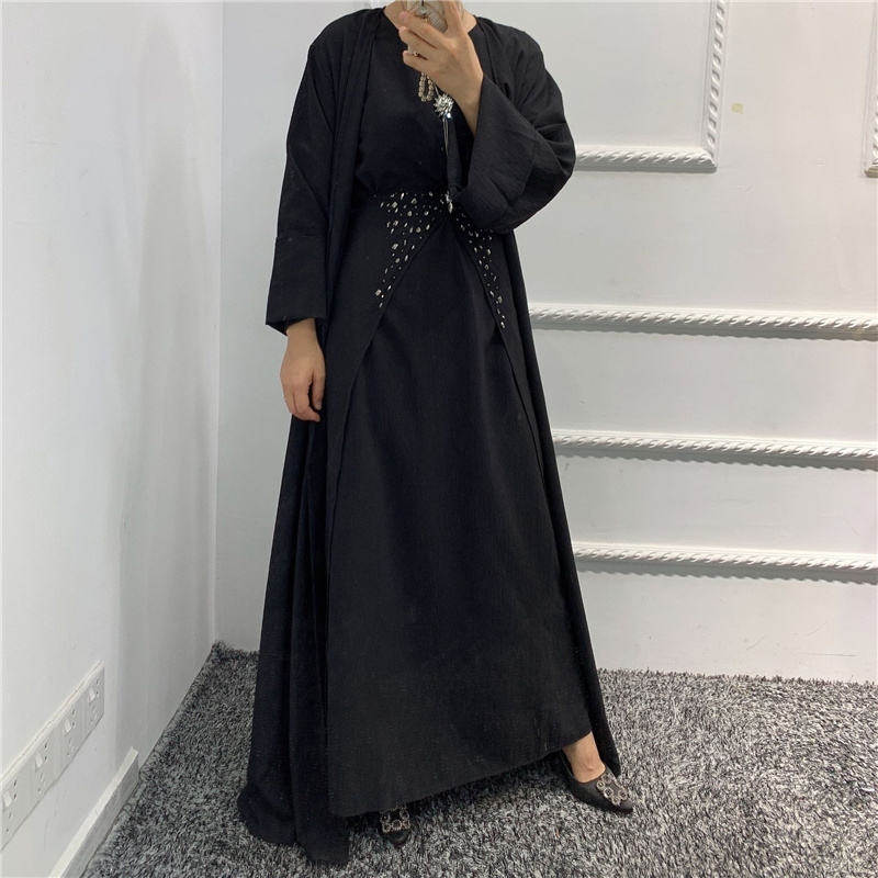 Studded Skirt Abaya Set (3-Piece Set)