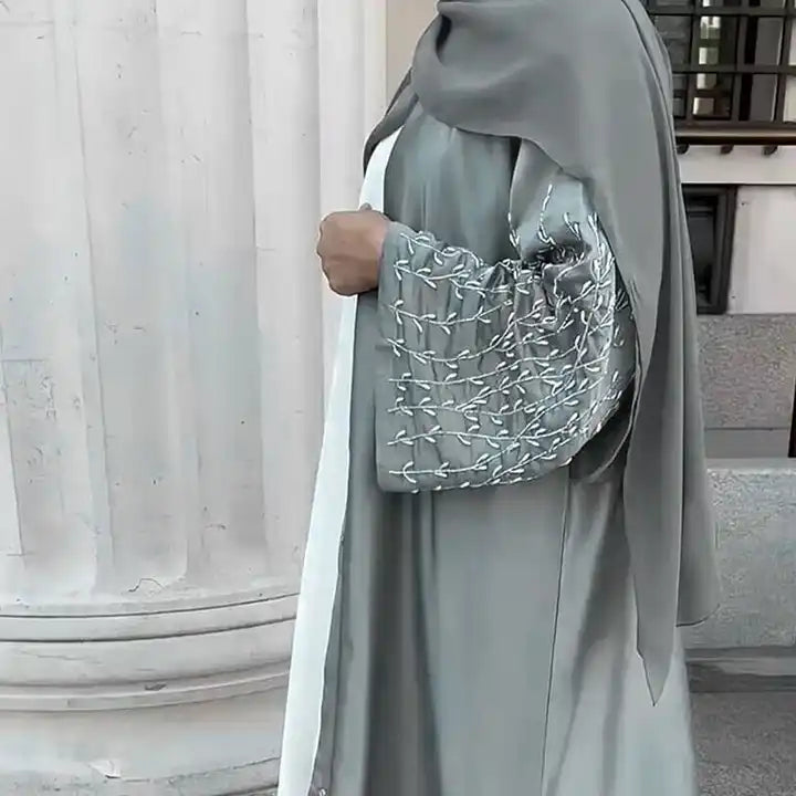 Jameelah Satin Beaded Open Abaya
