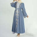 Embroidered Floral Open Front Abaya