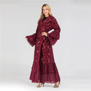 Sara Sequin Open Abaya Maxi Dress