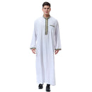 Mens Classic Black Embroidered Emirati Thobe Jubbah