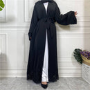 Lace Bottom Open Abaya