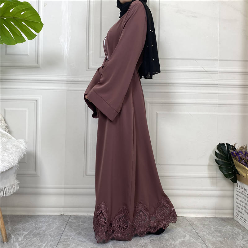 Lace Bottom Open Abaya