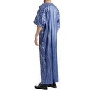Mens Luxury Striped Satin Embroidered Emirati Thobe