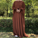 Butterfly Frill Cuff Crepe Maxi Abaya Dress