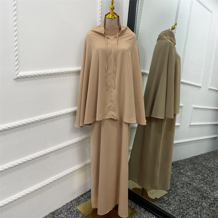 Ruffle Cuff Dress and Khimar Set (2-piece)