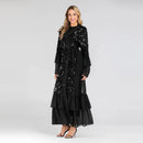 Sara Sequin Open Abaya Maxi Dress
