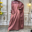 Butterfly Sleeve Satin Abaya Dress
