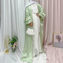 Abu Dhabi Frill Cuff Satin Open Abaya